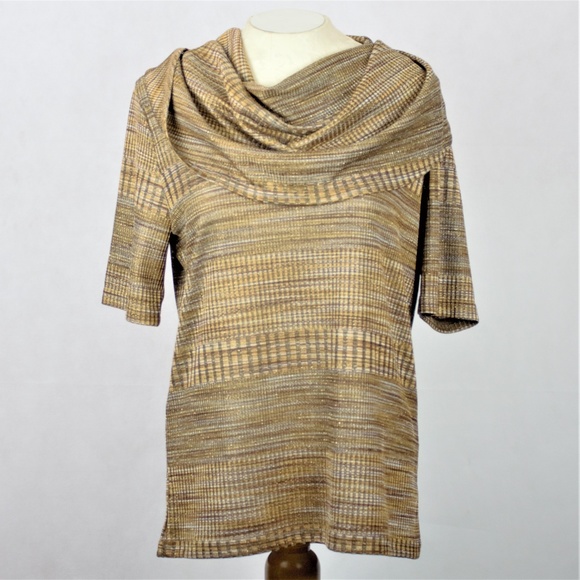 Peck & Peck Brown Baggy Cowl Neck Blouse - Picture 2 of 5